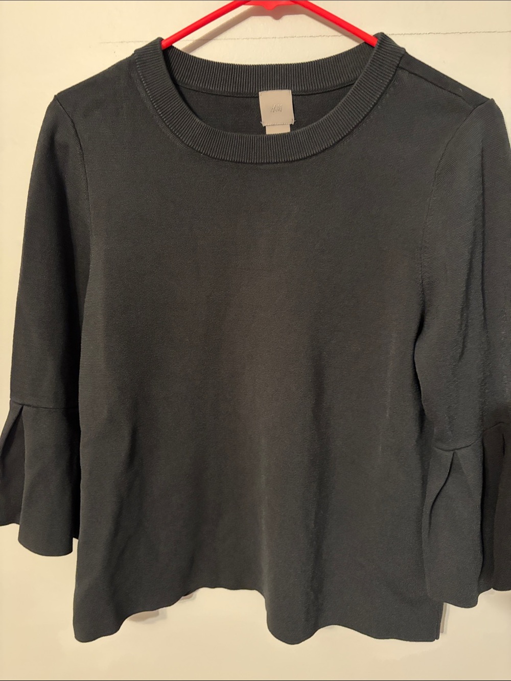 H&M black Ruffle/boho Sleeve Long-Sleeve Top. Large.